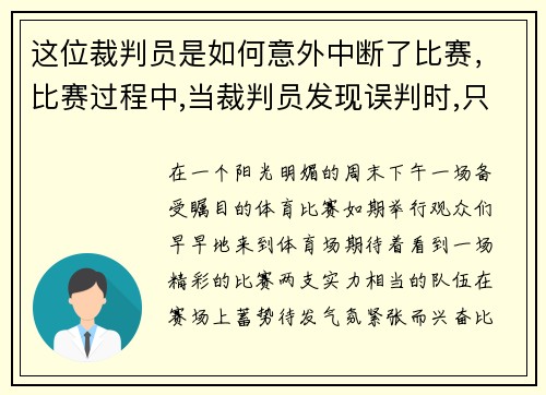 这位裁判员是如何意外中断了比赛，比赛过程中,当裁判员发现误判时,只能在什么时间更改
